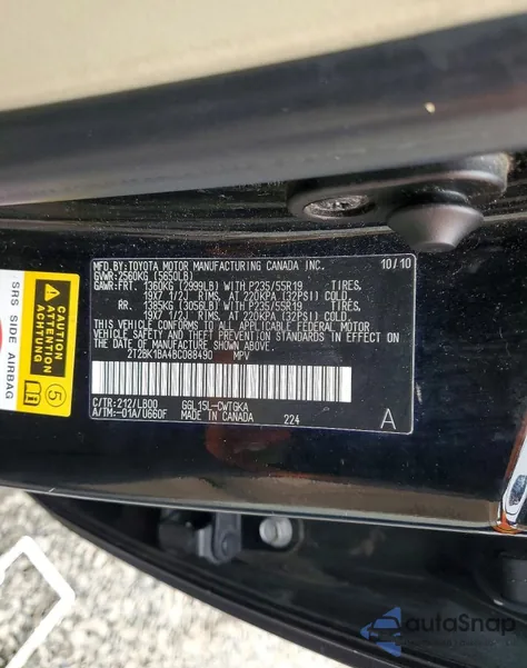 2011 Lexus Rx 350 из США, поврежденный, VIN 2T2BK1BA4BC088490